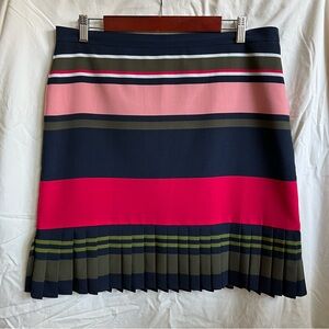 Ann Taylor Multicolor Navy Green Pink Color Block Pleated Midi Pencil Skirt  12P